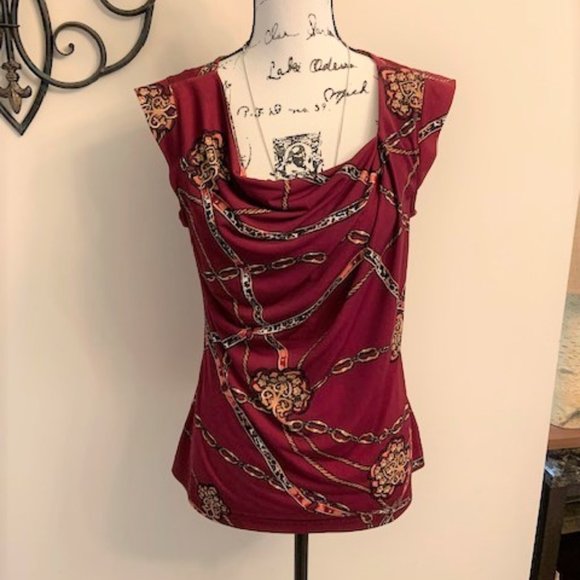 Apt. 9 Tops - Apt 9 Drape Neck Top - Burgundy color